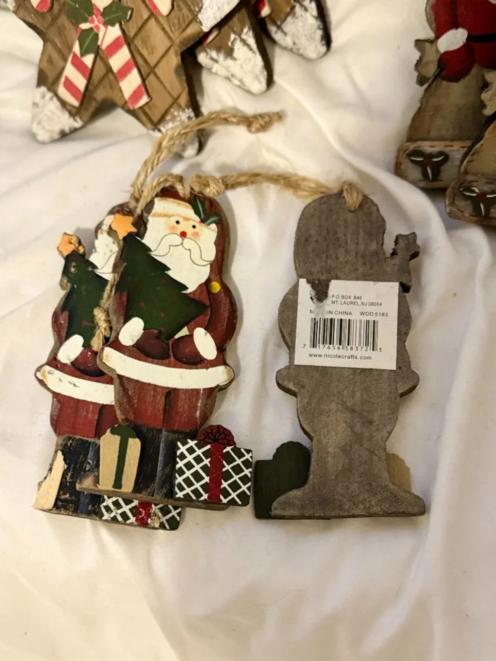 Nicole Crafts Rustic Wooden Christmas Ornaments Lot - Set of 13